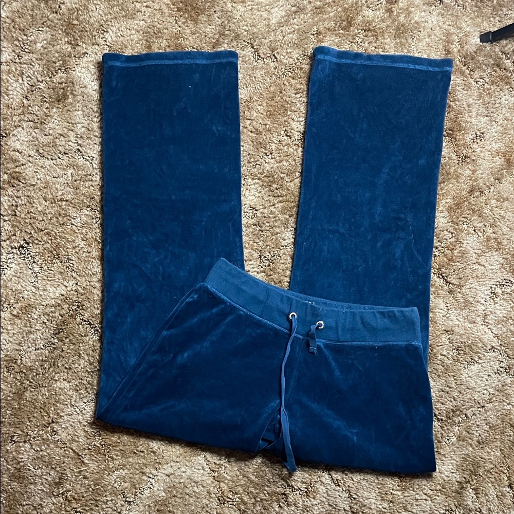 NYC New York Company Y2K 2000s Style Blue Velour Velvet Flared Pants Size XS